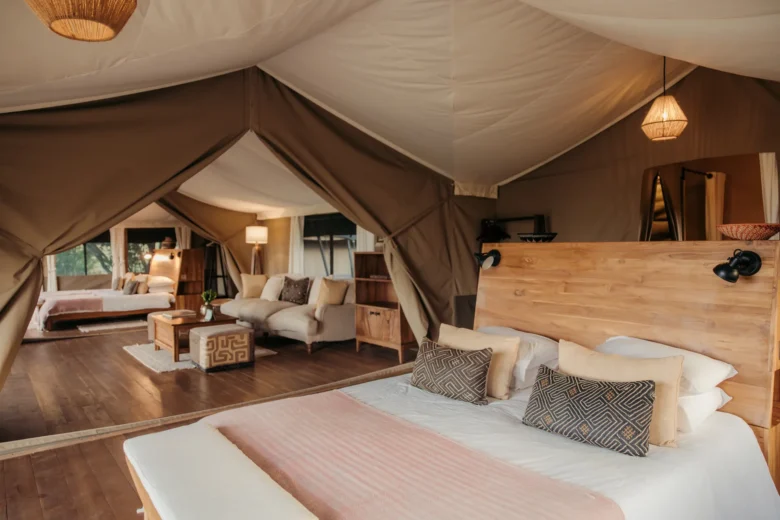 Family tent at Enkewa Camp – main bedroom with double bed